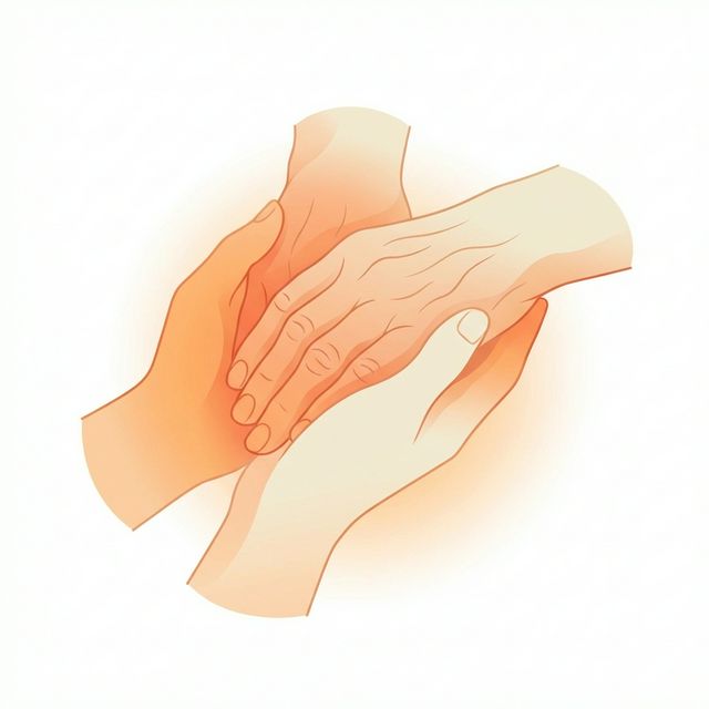 Mãos carinhosas simbolizando o cuidado e afeto da Vivência Sênior